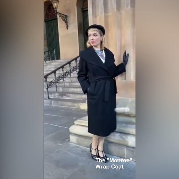 The "Monroe" Wrap Coat in Navy Blue - Picture 3 of 6